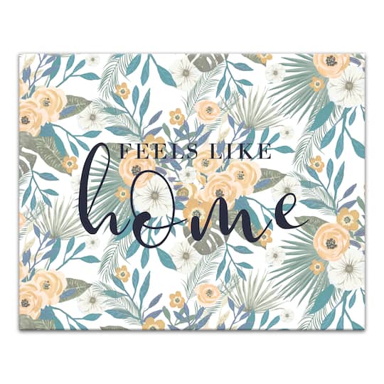 Feels Like Home Tropical Floral Canvas Wall Art